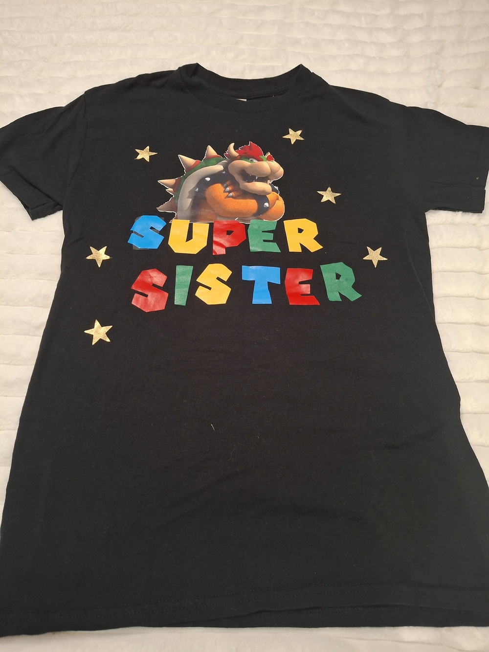 Super Sister Black Kids T-Shirt with Colorful Graphic